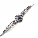 TIMELESS Blue - Silver Oxidized Bracelet Wristlet Wristband Bangle Band Jewelry